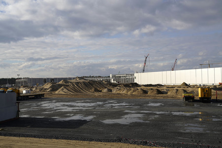 Baustelle der Tesla Gigafactory 4 in Grünheide