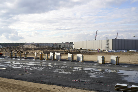 Baustelle der Tesla Gigafactory 4 in Grünheide
