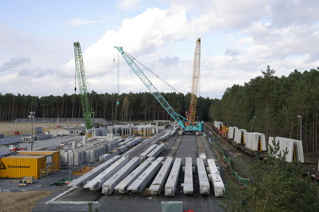 Baustelle der Tesla Gigafactory 4 in Grünheide