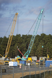 Baustelle der Tesla Gigafactory 4 in Grünheide