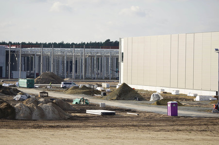 Baustelle der Tesla Gigafactory 4 in Grünheide