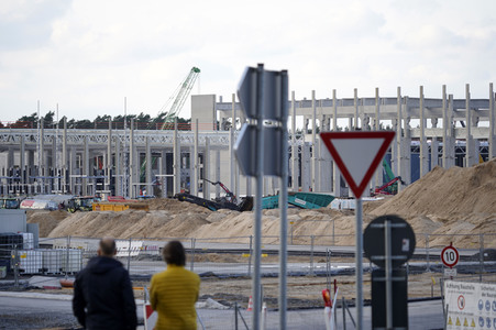 Baustelle der Tesla Gigafactory 4 in Grünheide