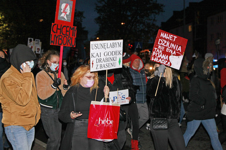 Demonstration gegen das neue Abtreibungsgesetz in Polen in Zgorzelec