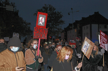 Demonstration gegen das neue Abtreibungsgesetz in Polen in Zgorzelec