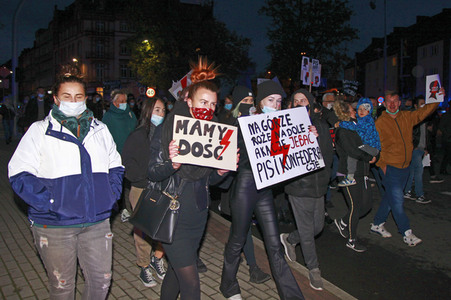 Demonstration gegen das neue Abtreibungsgesetz in Polen in Zgorzelec