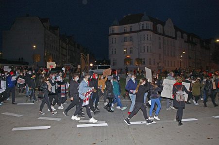 Demonstration gegen das neue Abtreibungsgesetz in Polen in Zgorzelec