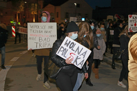 Demonstration gegen das neue Abtreibungsgesetz in Polen in Zgorzelec