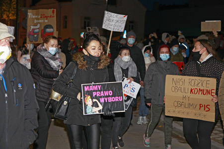 Demonstration gegen das neue Abtreibungsgesetz in Polen in Zgorzelec