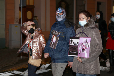 Demonstration gegen das neue Abtreibungsgesetz in Polen in Zgorzelec