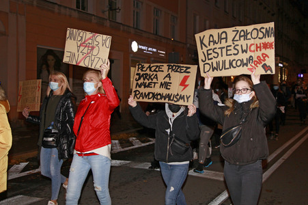 Demonstration gegen das neue Abtreibungsgesetz in Polen in Zgorzelec