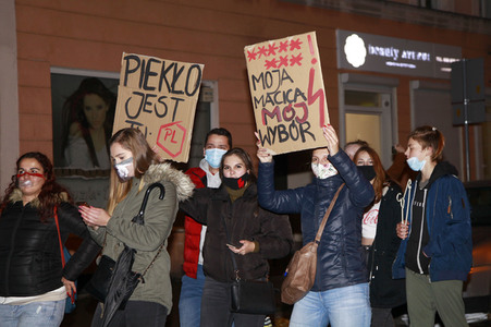 Demonstration gegen das neue Abtreibungsgesetz in Polen in Zgorzelec