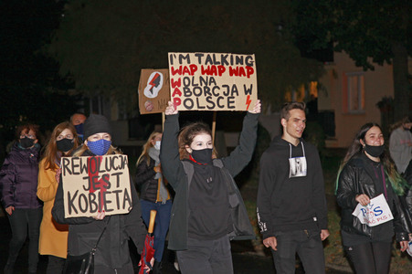 Demonstration gegen das neue Abtreibungsgesetz in Polen in Zgorzelec
