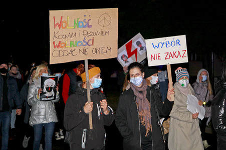 Demonstration gegen das neue Abtreibungsgesetz in Polen in Zgorzelec