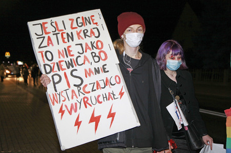 Demonstration gegen das neue Abtreibungsgesetz in Polen in Zgorzelec