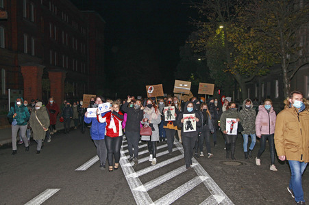 Demonstration gegen das neue Abtreibungsgesetz in Polen in Zgorzelec