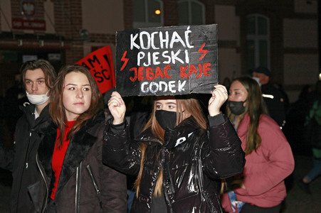 Demonstration gegen das neue Abtreibungsgesetz in Polen in Zgorzelec