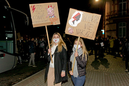 Demonstration gegen das neue Abtreibungsgesetz in Polen in Zgorzelec