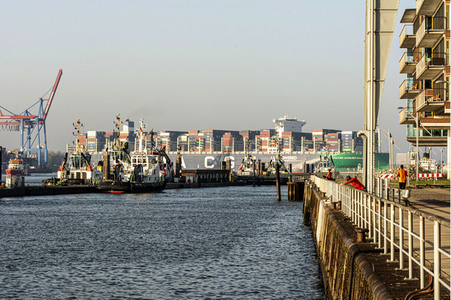 Das Containerschiff CMA CGM Jacques Saade in Hamburg