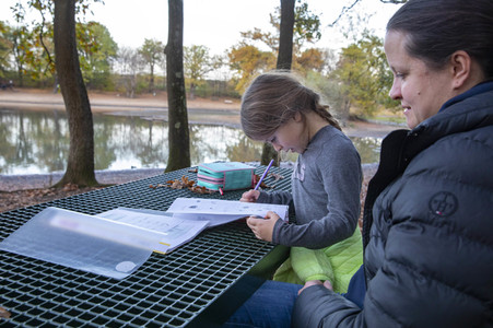 Symbolfoto Hausaufgaben im Freien