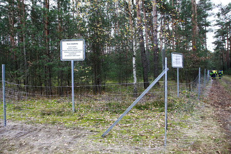 Pressetermin zum Bau eines Zauns zur Eindämmung der Afrikanischen Schweinepest in Krauschwitz