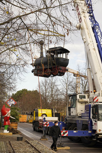 Eintreffen der Lokomotive Emma im Filmpark Babelsberg in Potsdam