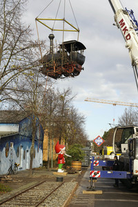 Eintreffen der Lokomotive Emma im Filmpark Babelsberg in Potsdam