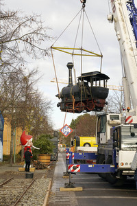 Eintreffen der Lokomotive Emma im Filmpark Babelsberg in Potsdam