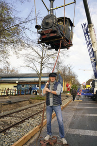 Eintreffen der Lokomotive Emma im Filmpark Babelsberg in Potsdam