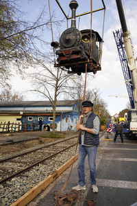 Eintreffen der Lokomotive Emma im Filmpark Babelsberg in Potsdam