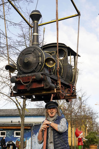 Eintreffen der Lokomotive Emma im Filmpark Babelsberg in Potsdam