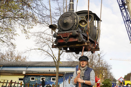 Eintreffen der Lokomotive Emma im Filmpark Babelsberg in Potsdam