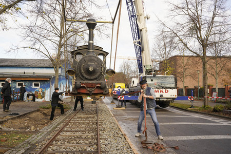 Eintreffen der Lokomotive Emma im Filmpark Babelsberg in Potsdam