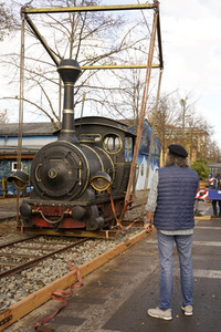 Eintreffen der Lokomotive Emma im Filmpark Babelsberg in Potsdam