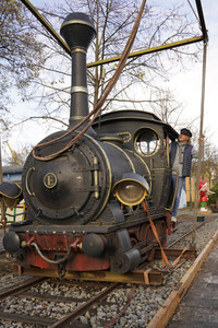 Eintreffen der Lokomotive Emma im Filmpark Babelsberg in Potsdam
