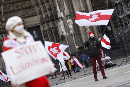 Kundgebung für Demokratie in Belarus in Köln