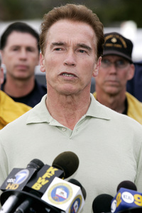 Pressetermin mit Arnold Schwarzenegger zur den Bränden in Malibu