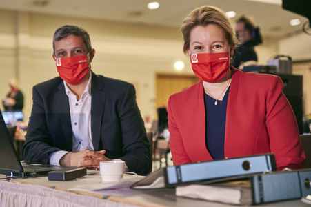 Hybrider Landesparteitag der SPD in Berlin