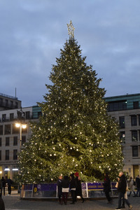 Einschalten der Weihnachtsbaumbeleuchtung am Brandenburger Tor in Berlin