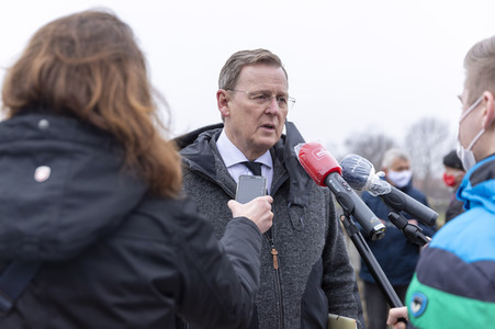 Rundgang von Bodo Ramelow über das Bundesgartenschau-Gelände 2021 in Erfurt