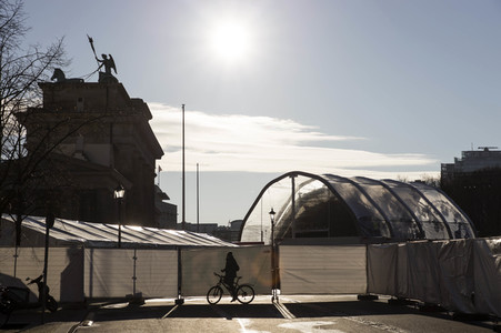 Vorbereitungen zur Silvesterfeier am Brandenburger Tor in Berlin