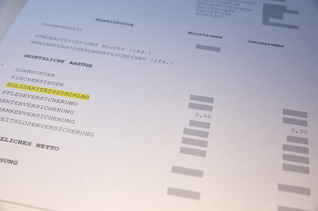 Symbolfoto Teilweiser Wegfall des Solidaritätszuschlages