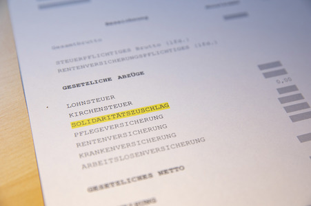 Symbolfoto Teilweiser Wegfall des Solidaritätszuschlages