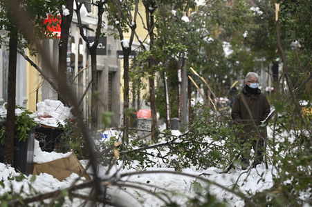 Nach dem Sturmtief Filomena in der Region Madrid