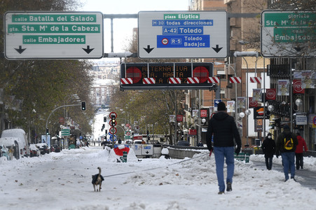 Nach dem Sturmtief Filomena in der Region Madrid