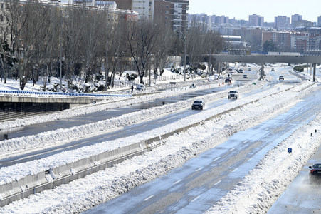 Nach dem Sturmtief Filomena in der Region Madrid