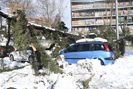 Nach dem Sturmtief Filomena in der Region Madrid