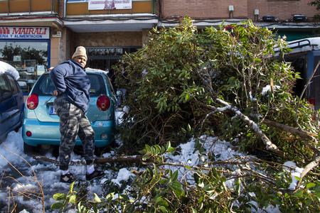 Nach dem Sturmtief Filomena in der Region Madrid