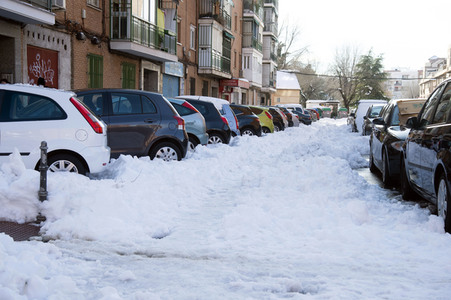 Nach dem Sturmtief Filomena in der Region Madrid