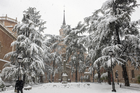 Nach dem Sturmtief Filomena in der Region Madrid