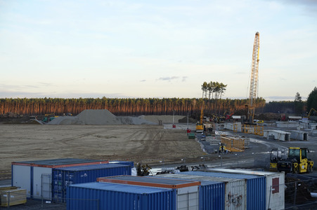 Baustelle der Tesla Gigafactory 4 in Grünheide